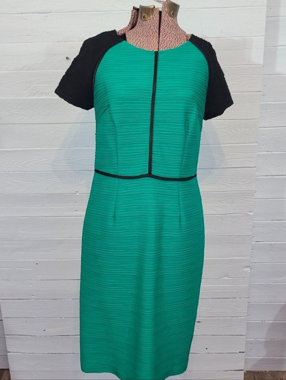 Antonio Melani Emerald Green Midi Sheath Glam Costal Coctail Dress  Size 10